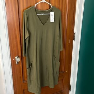 NWT Eileen Fisher olive green dress size medium